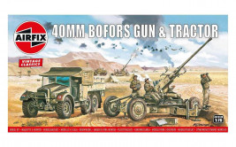 1:76 Bofors 40 mm-es ágyú és traktor (klasszikus készlet, régi katonai)