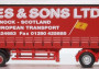 1:148 Scania T fülke, dobozos, függönyoldalas JH Yates & Sons