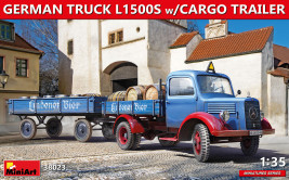 1:35 Német Teherautó L1500S Teherautó Utánfutóval