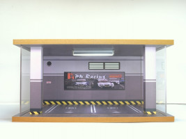 PN Racing PNR 1/28 méretarányú valósághű autógarázs 2 parkolóhellyel